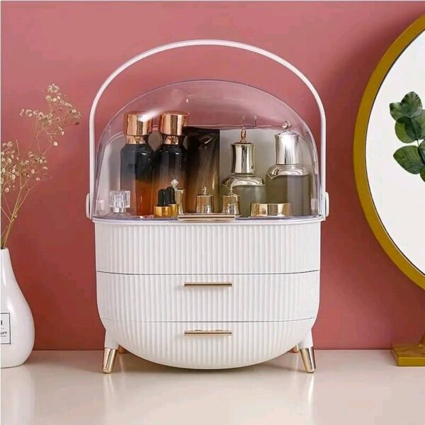Dust-Proof Large Capacity Makeup Storage Box With Handle